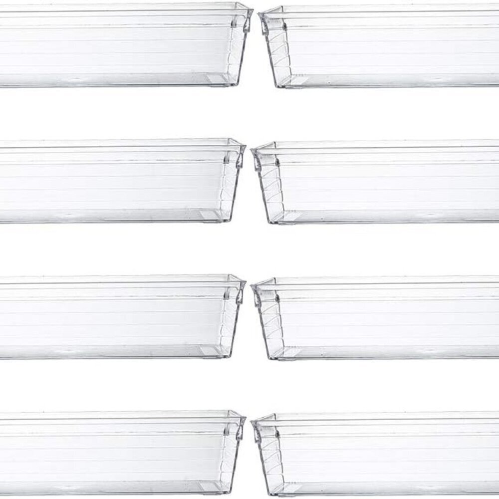 Clear Plastic Drawer Organizer Tray for Vanity Cabinet 9"×3"×2",Set of 8,Storage